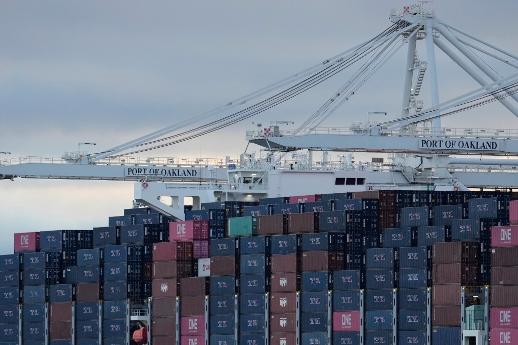 Cargo ship at the Port of Oakland.