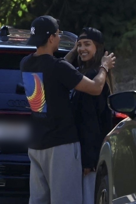 Jessica Alba and Danny Ramirez, passionately kissed outside of the latter's Los Angeles home on Friday.