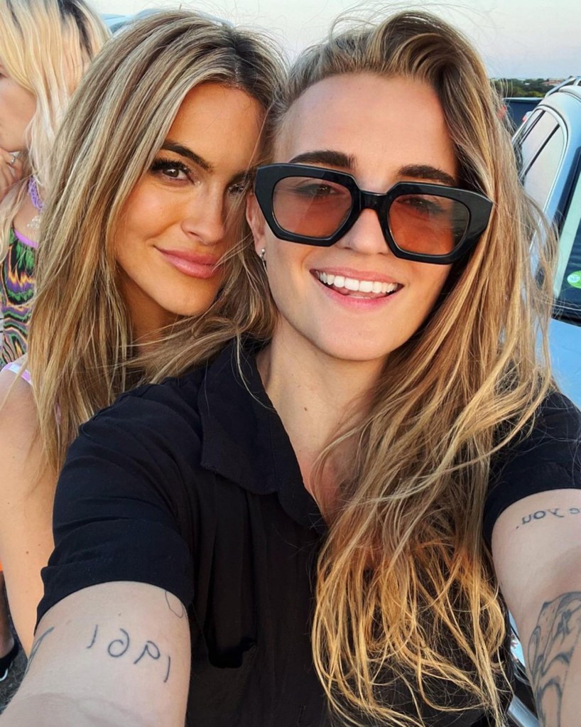 Chrishelle Stause and G Flip taking a selfie.