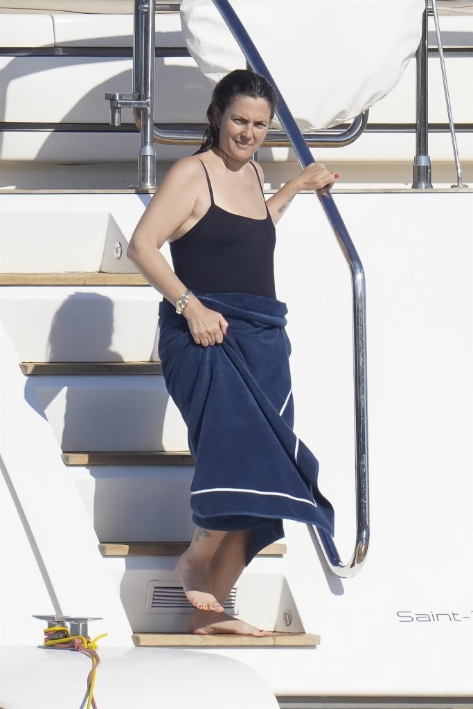 Drew Barrymore on a yacht.
