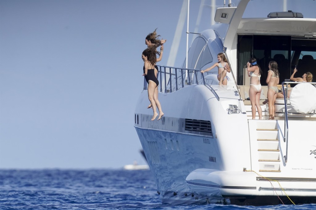Drew Barrymore jumping off a yacht.