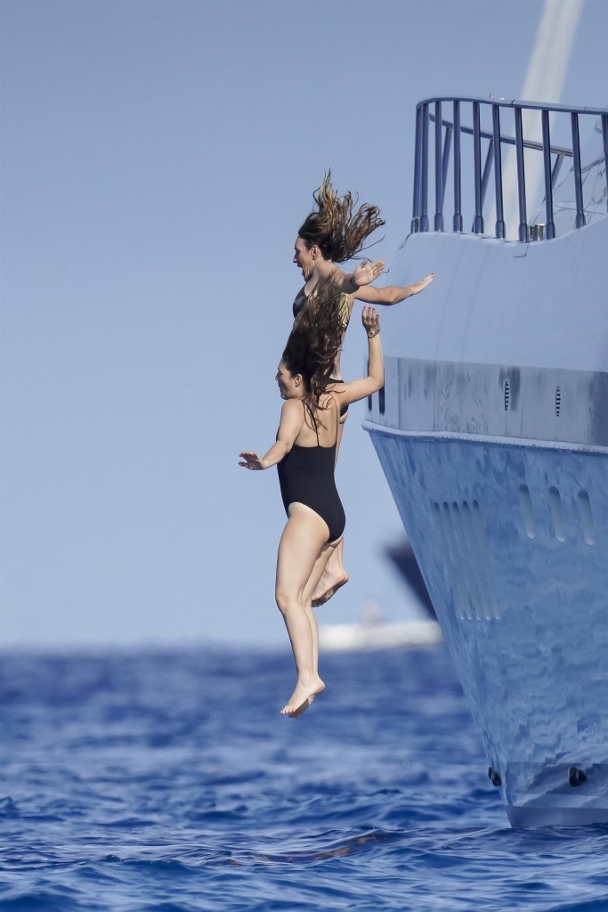 Drew Barrymore jumping off a yacht.