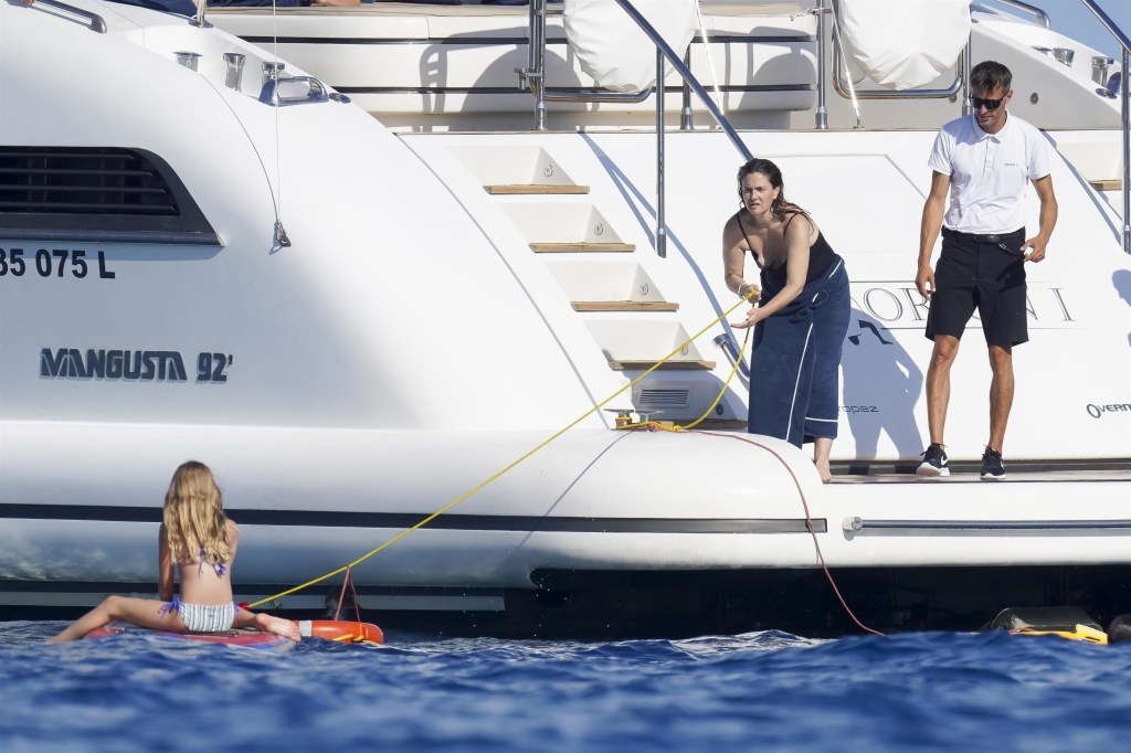 Drew Barrymore on a yacht.
