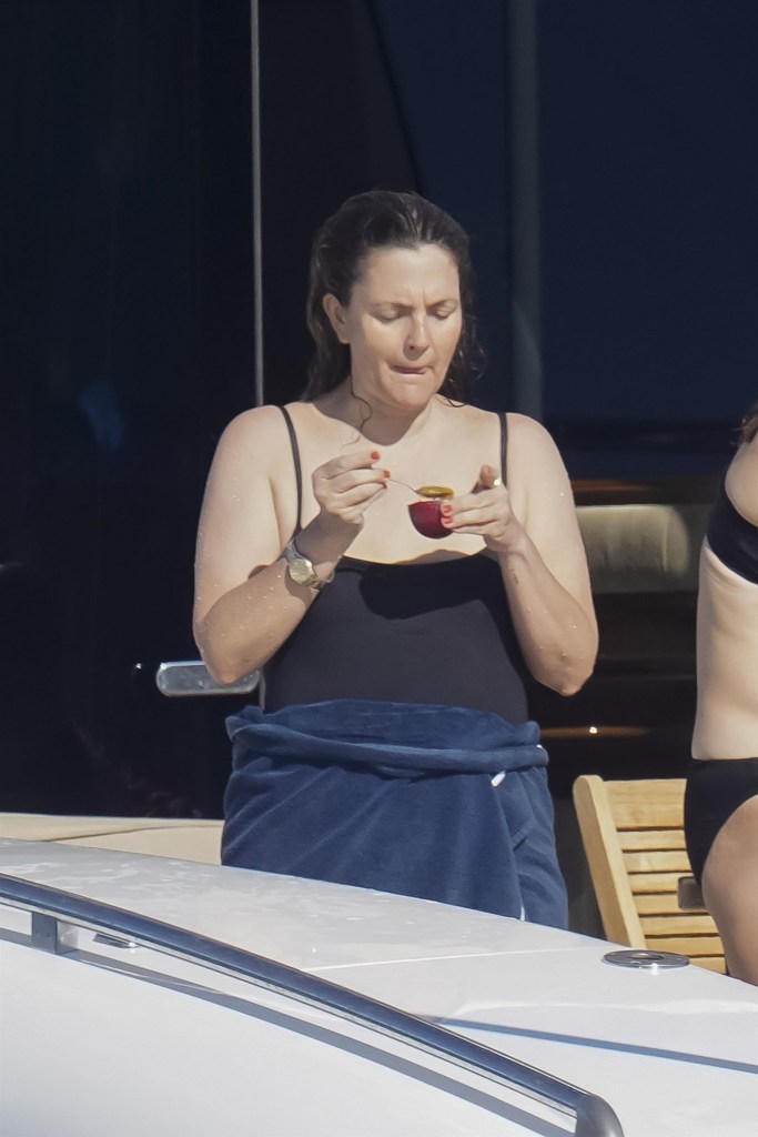 Drew Barrymore on a yacht.