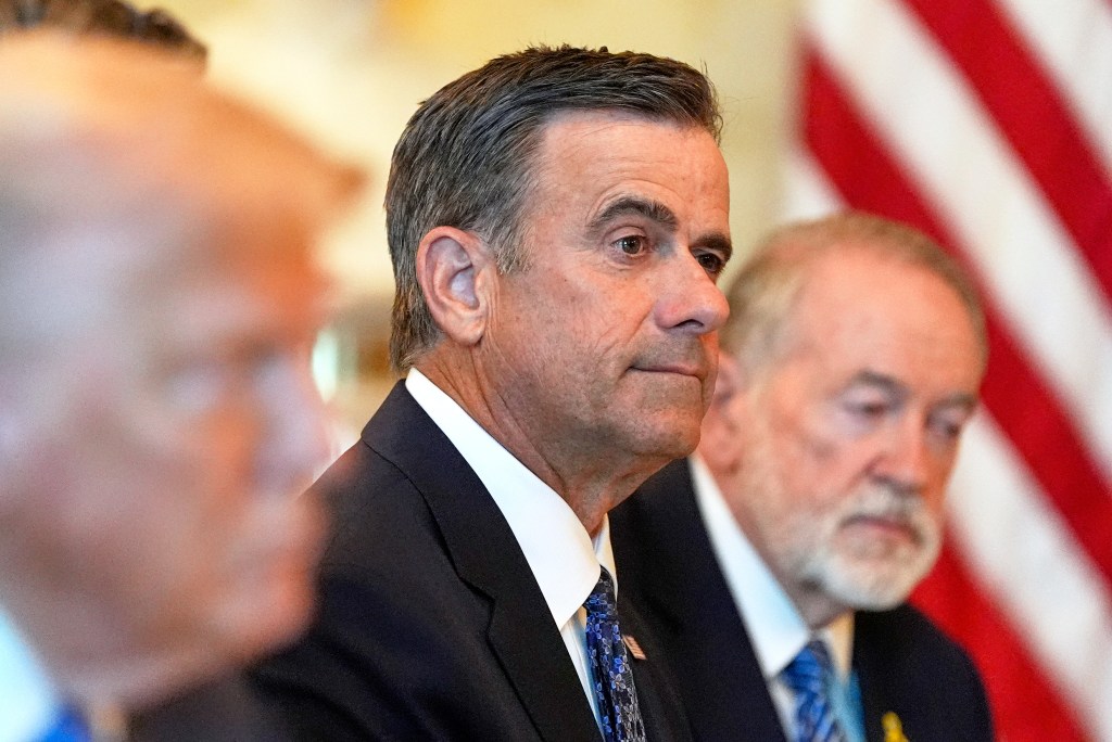 John Ratcliffe, CIA Director, listening to President Trump meet with Benjamin Netanyahu.