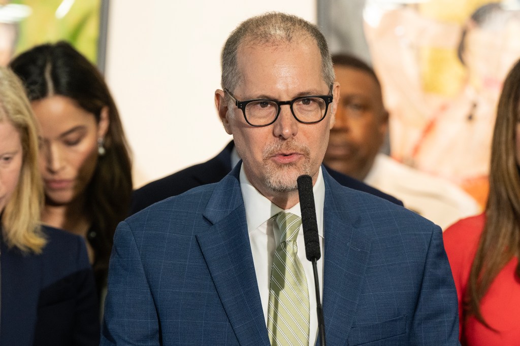 Manhattan Borough President Mark Levine speaking at a press conference.