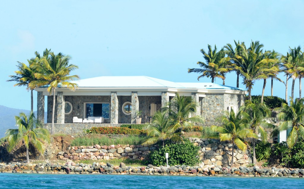 General view of Jeffrey Epstein's private island house in the US Virgin Islands.