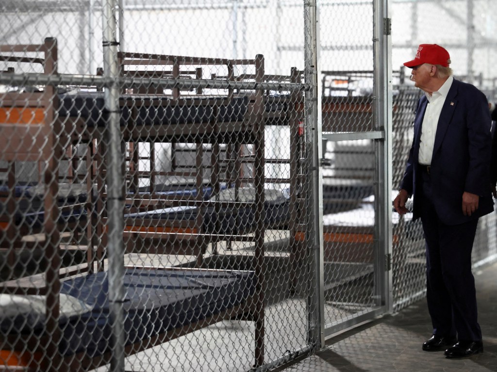 President Trump visiting a migrant detention center.
