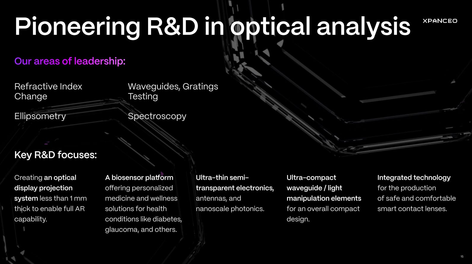 Pioneering R&D in optical analysis