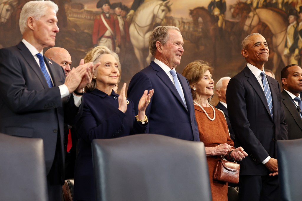 Former Presidents and First Ladies at a presidential inauguration.