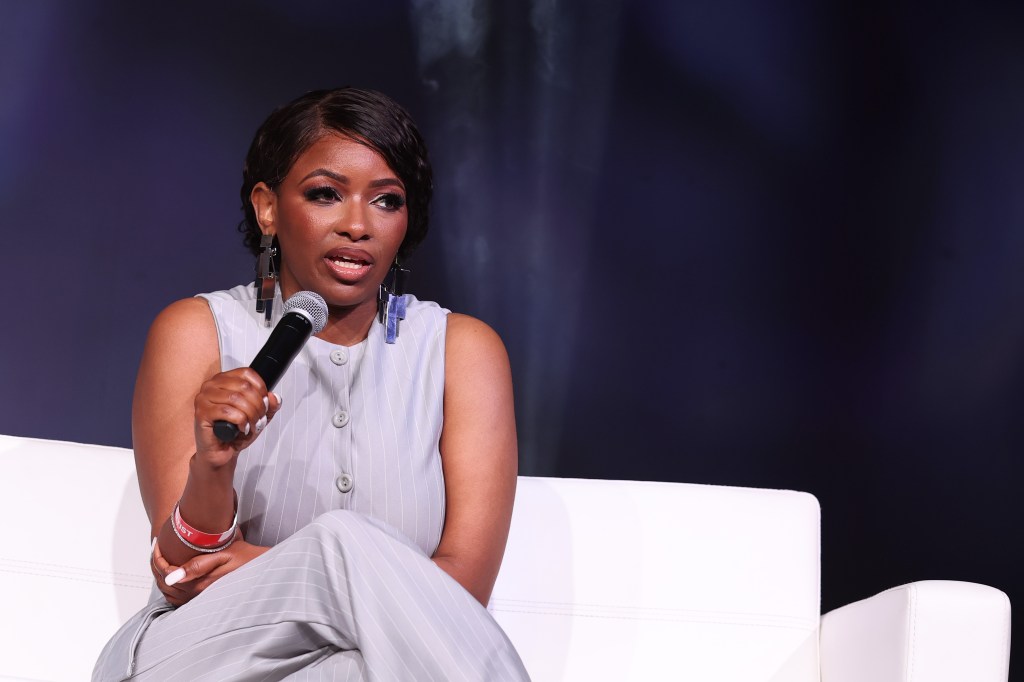 Rep. Jasmine Crockett speaking at the 2025 Essence Festival of Culture.