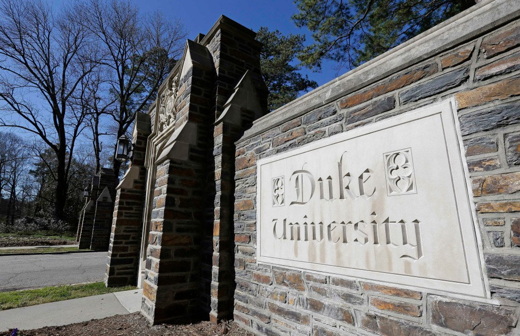 Duke University entrance sign.