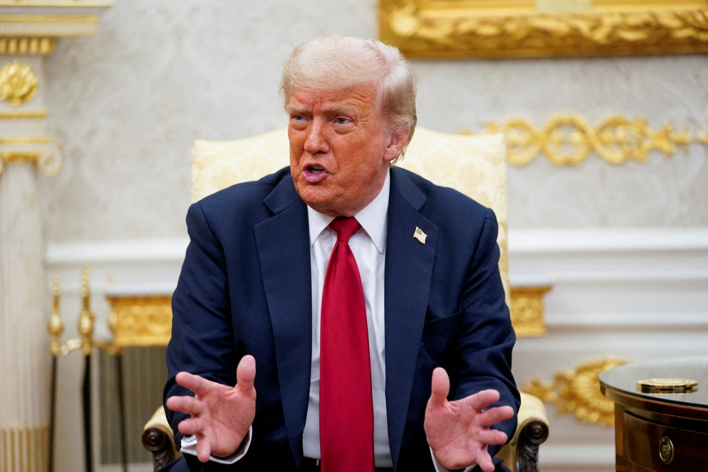 President Trump speaking in the Oval Office.