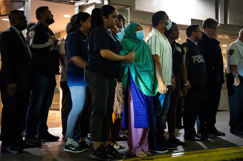 Family and friends of Didarul Islam, who was shot and killed by a gunman Monday evenin