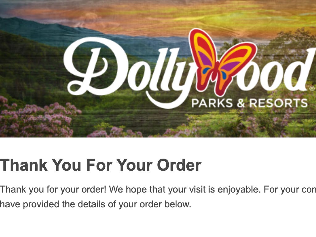 thank you email from dollywood