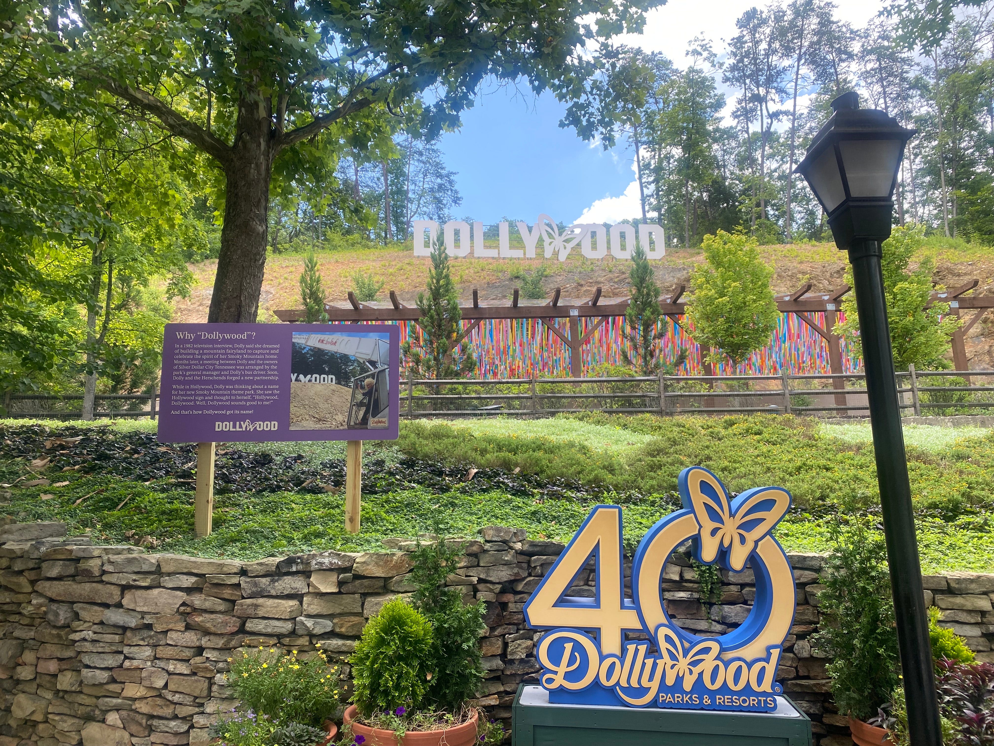 a sign at Dollywood celebrating 40 years