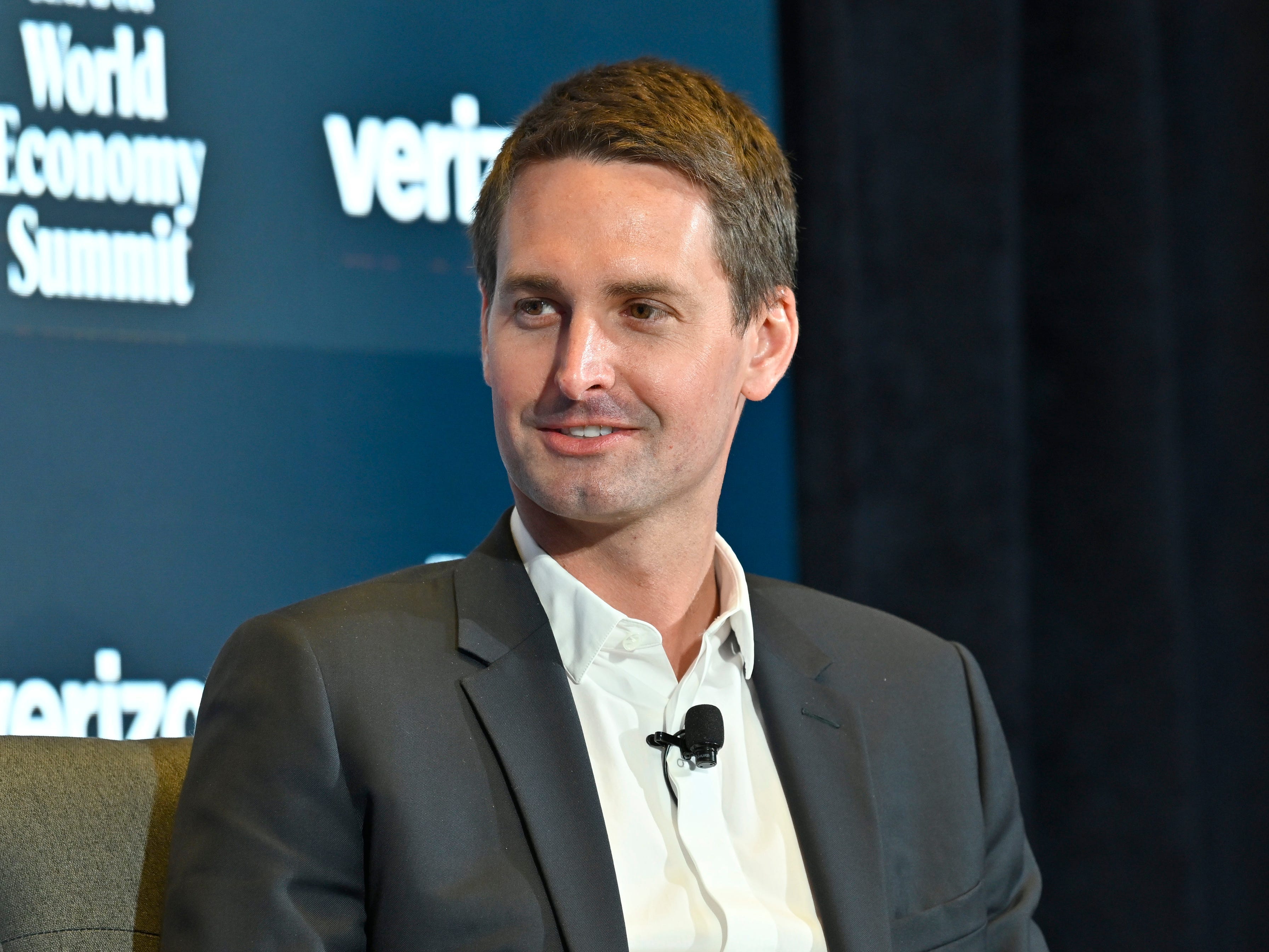 Evan Spiegel speaking onstage at The Semafor 2025 World Economy Summit.