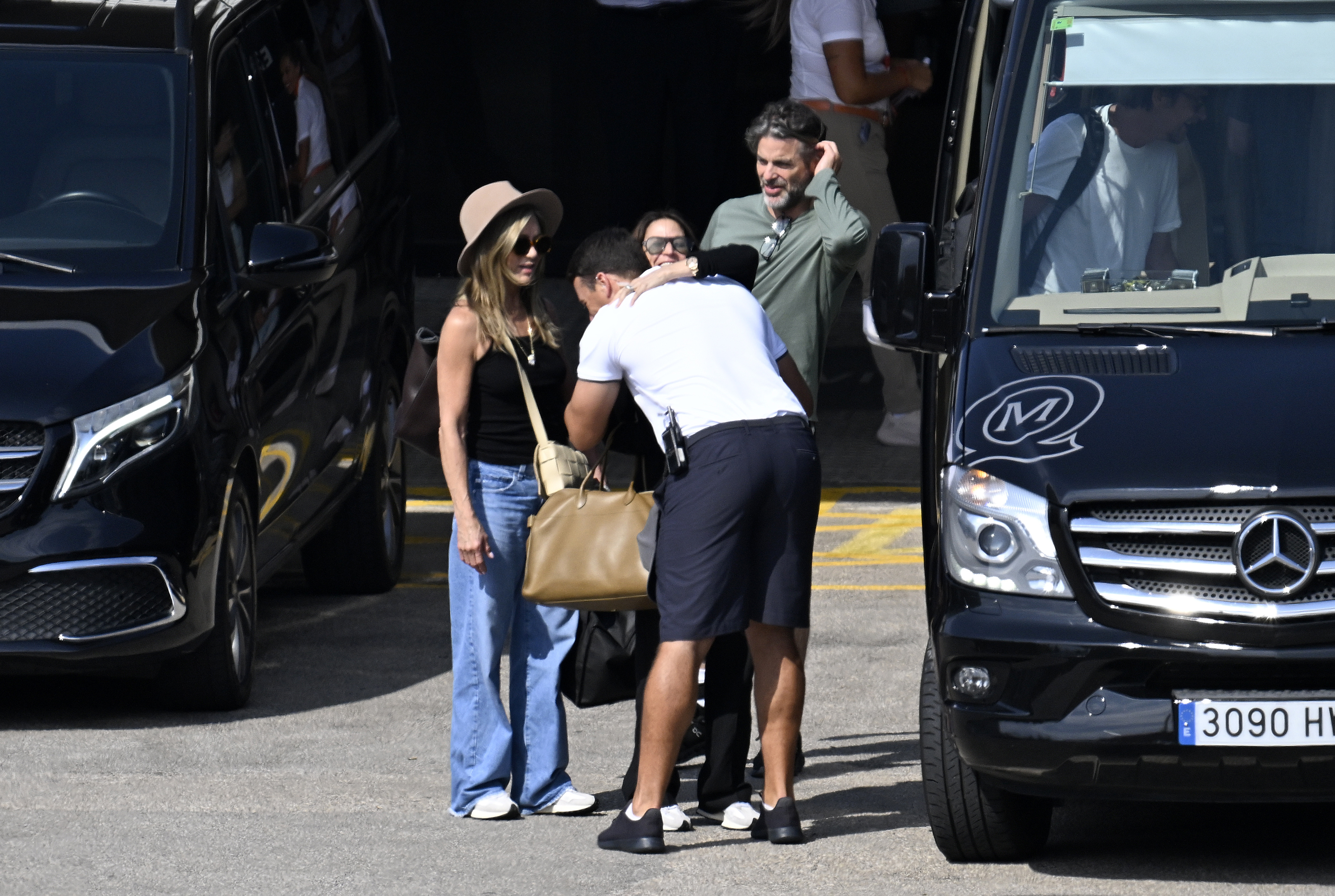 Jennifer Aniston and Jim Curtis in Mallorca in July 2025