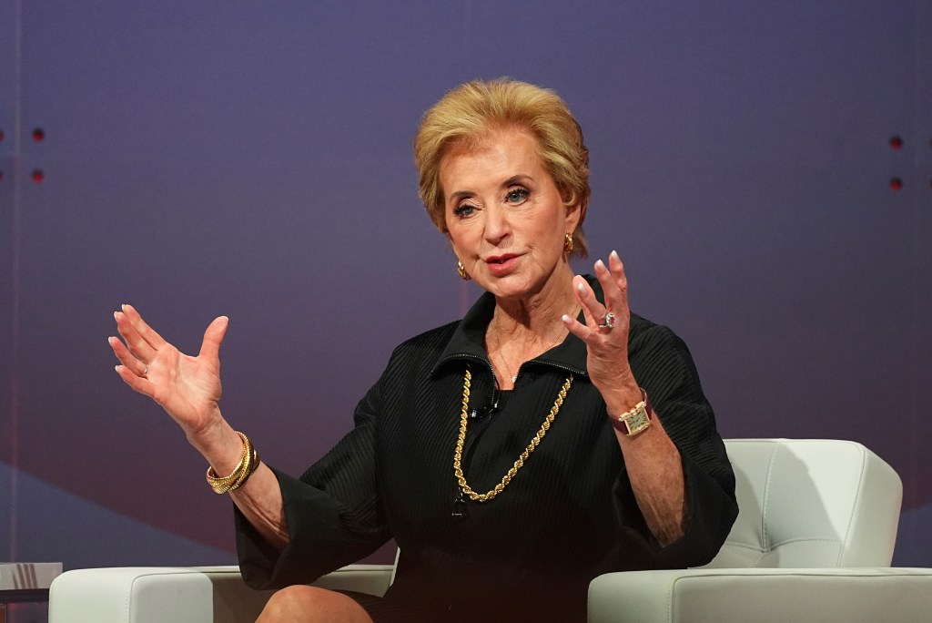 Linda McMahon speaking at the National Governors Association meeting.