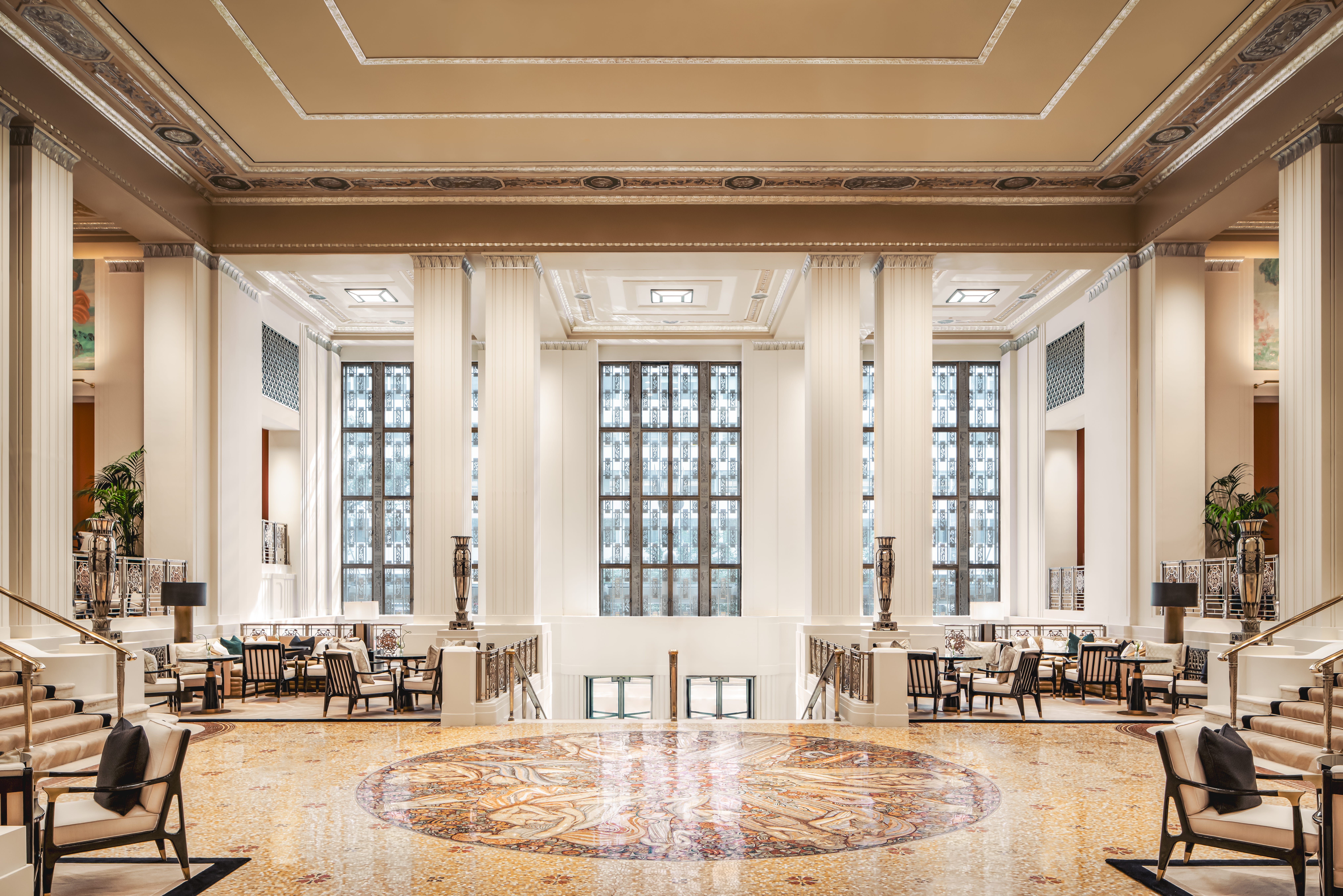 The renovated Park Avenue lobby at the Waldorf Astoria New York.