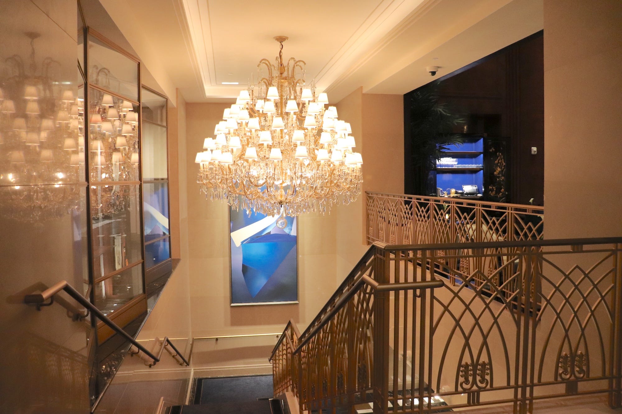 Stairs in the lobby of the Waldorf Astoria New York.