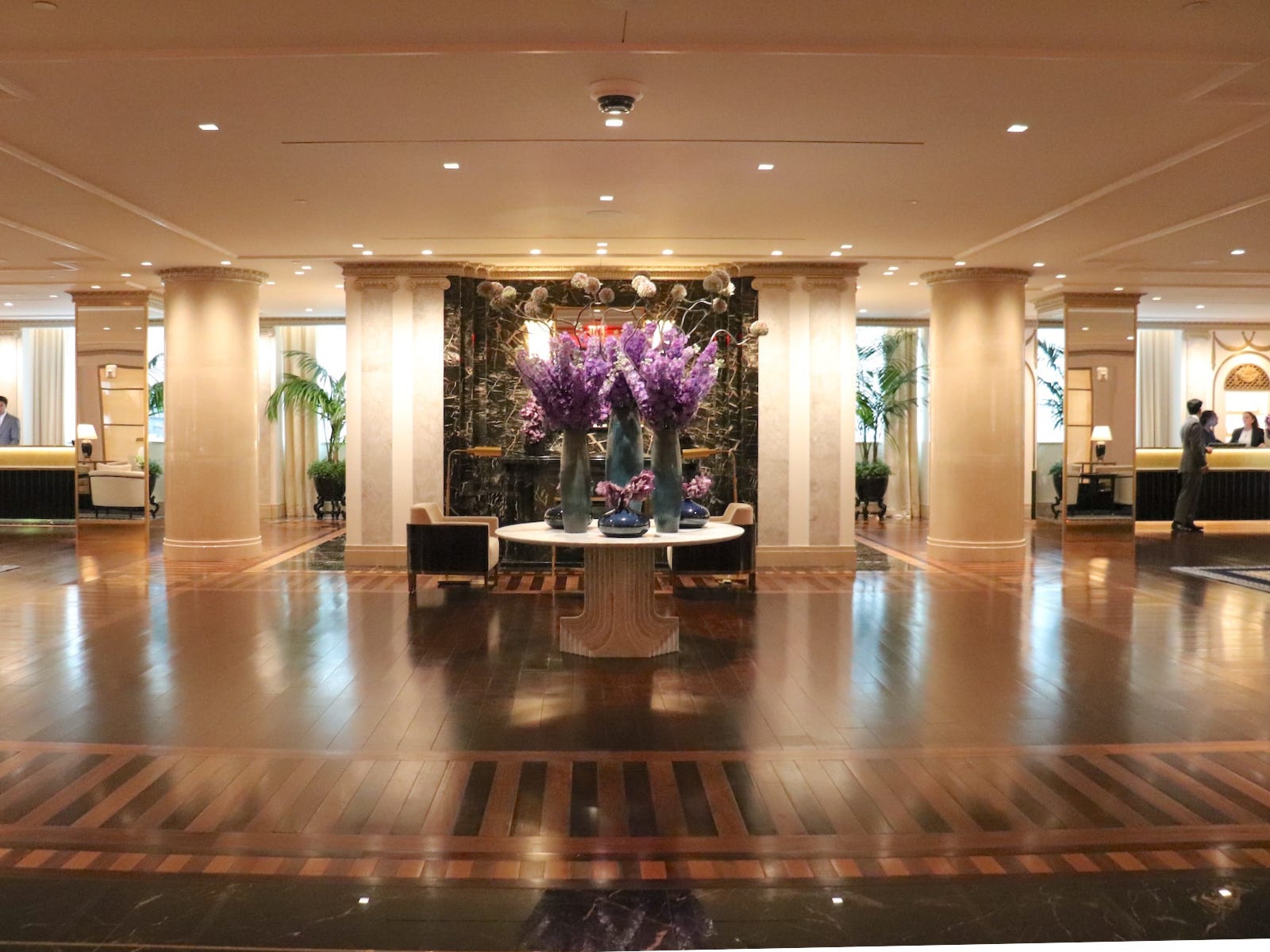 The check-in area at the Waldorf Astoria.