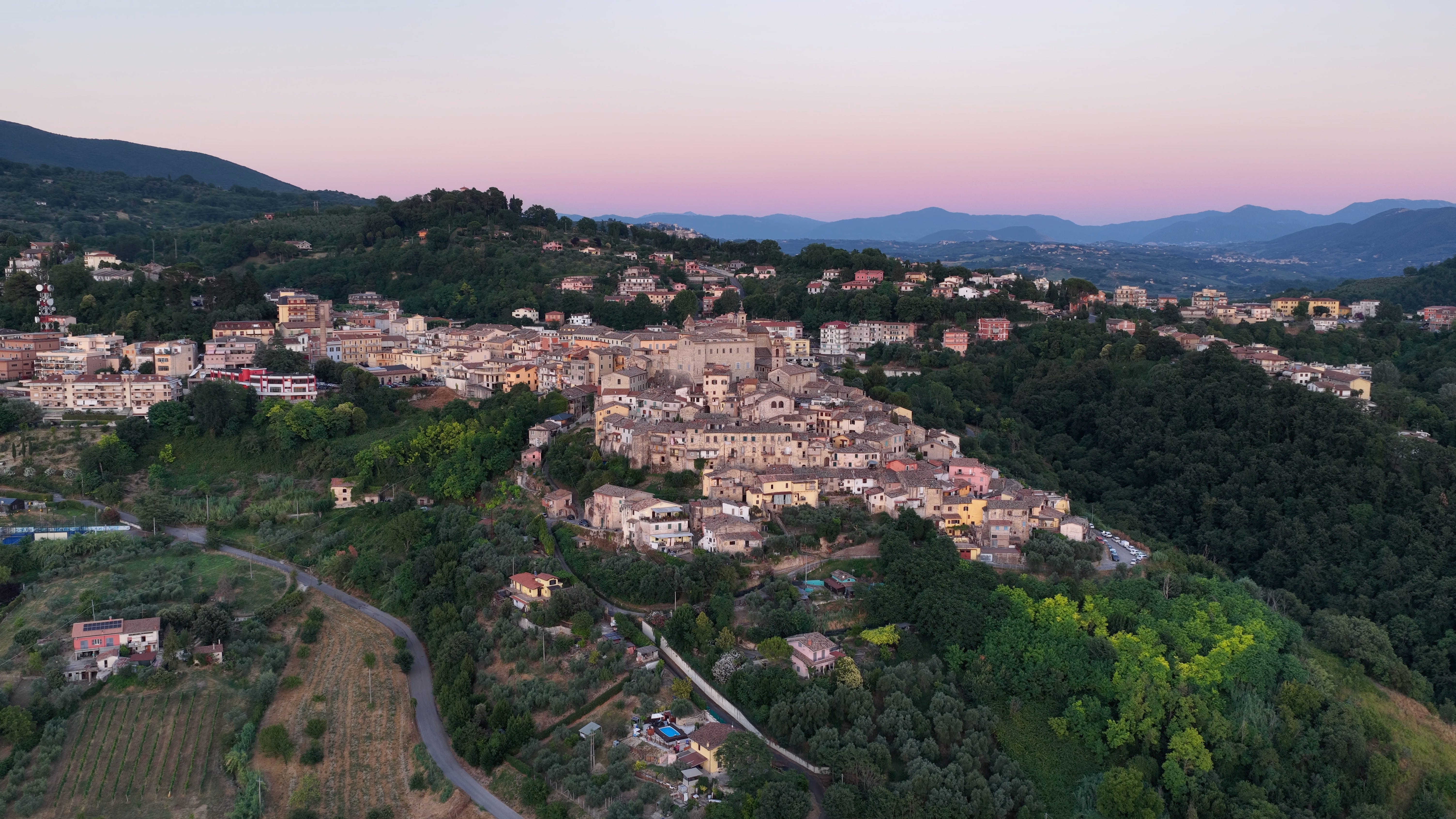 Aerial view of Poggio Mirteto, Rieti, Lazio, Italy.