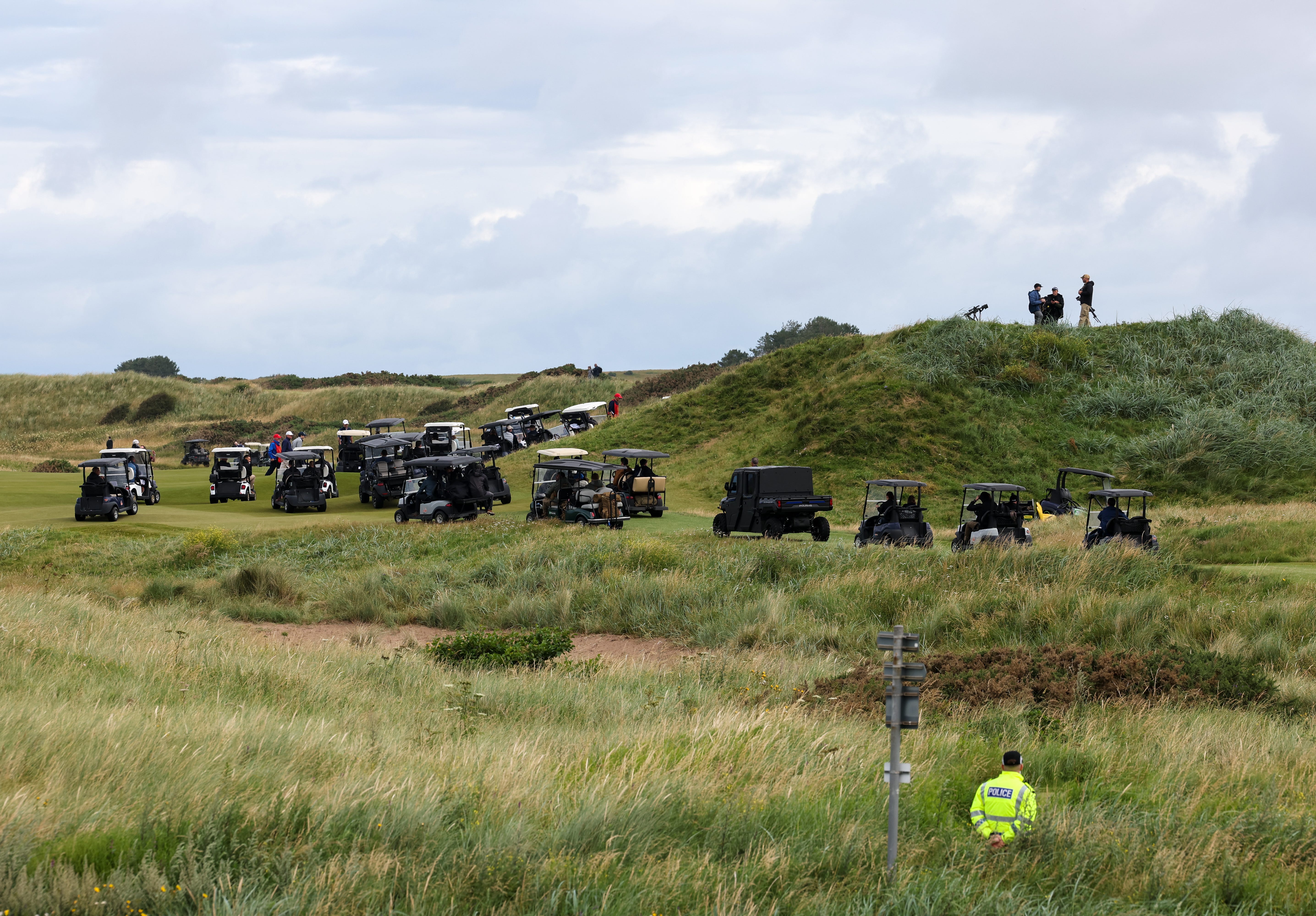 Golf carts at Trump Turnberry golf course.