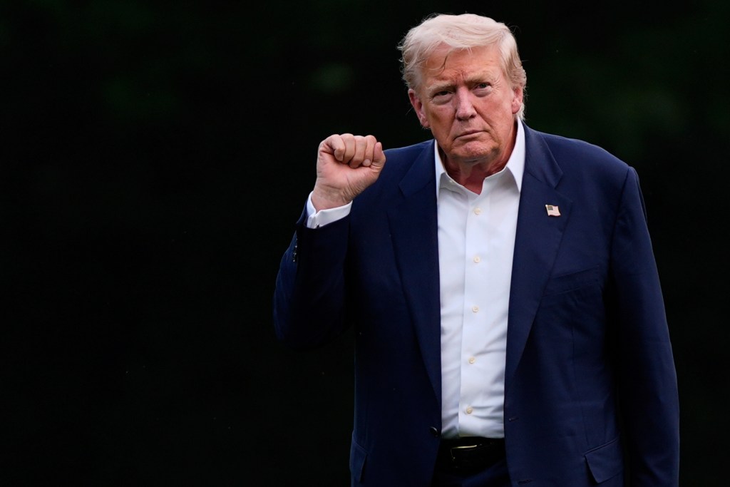 President Trump making a fist.