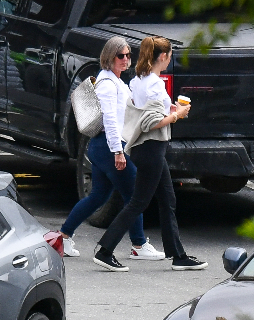 Ana de Armas and a woman walk in Woodstock, Vermont. 