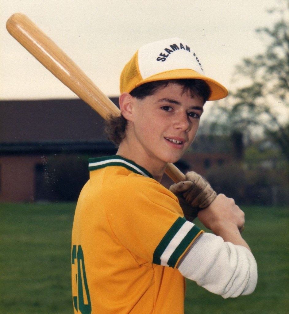 Frank Catalanotto poses for a picture during his Little League playing days.