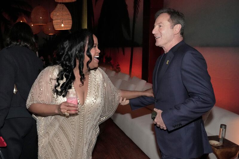 Natasha Rothwell and Jason Isaacs attend the after-party for the world premiere of "The White Lotus" Season 3 at Paramount Studios on February 10, 2025 in Los Angeles, California.