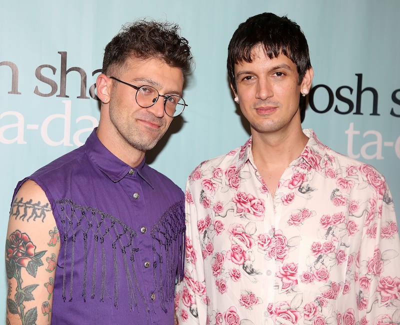 Director Sam Pinkleton and Josh Sharp pose at the opening night of the new show