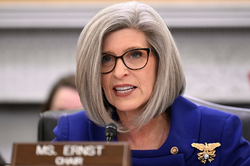 Photo of Sen. Joni Ernst speaking at a hearing.