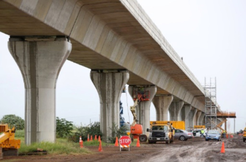 Honolulu rail project under construction.
