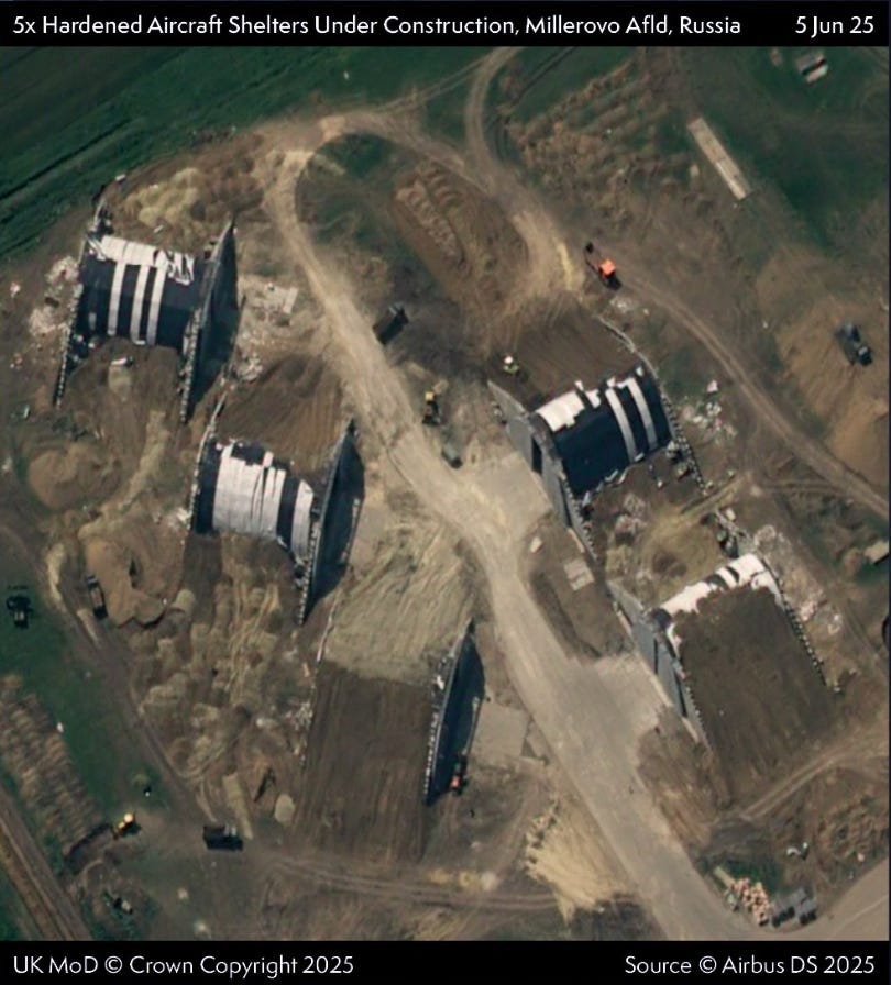 A satellite image captured on June 5 of the Millerovo air base, published by the UK Ministry of Defense.