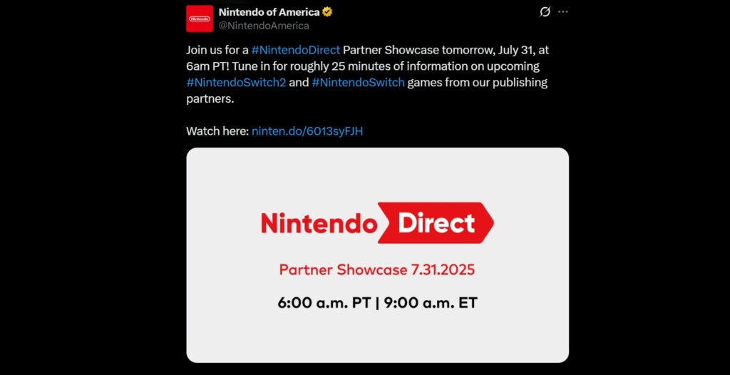 Nintendo Announces July Nintendo Direct Partner Showcase