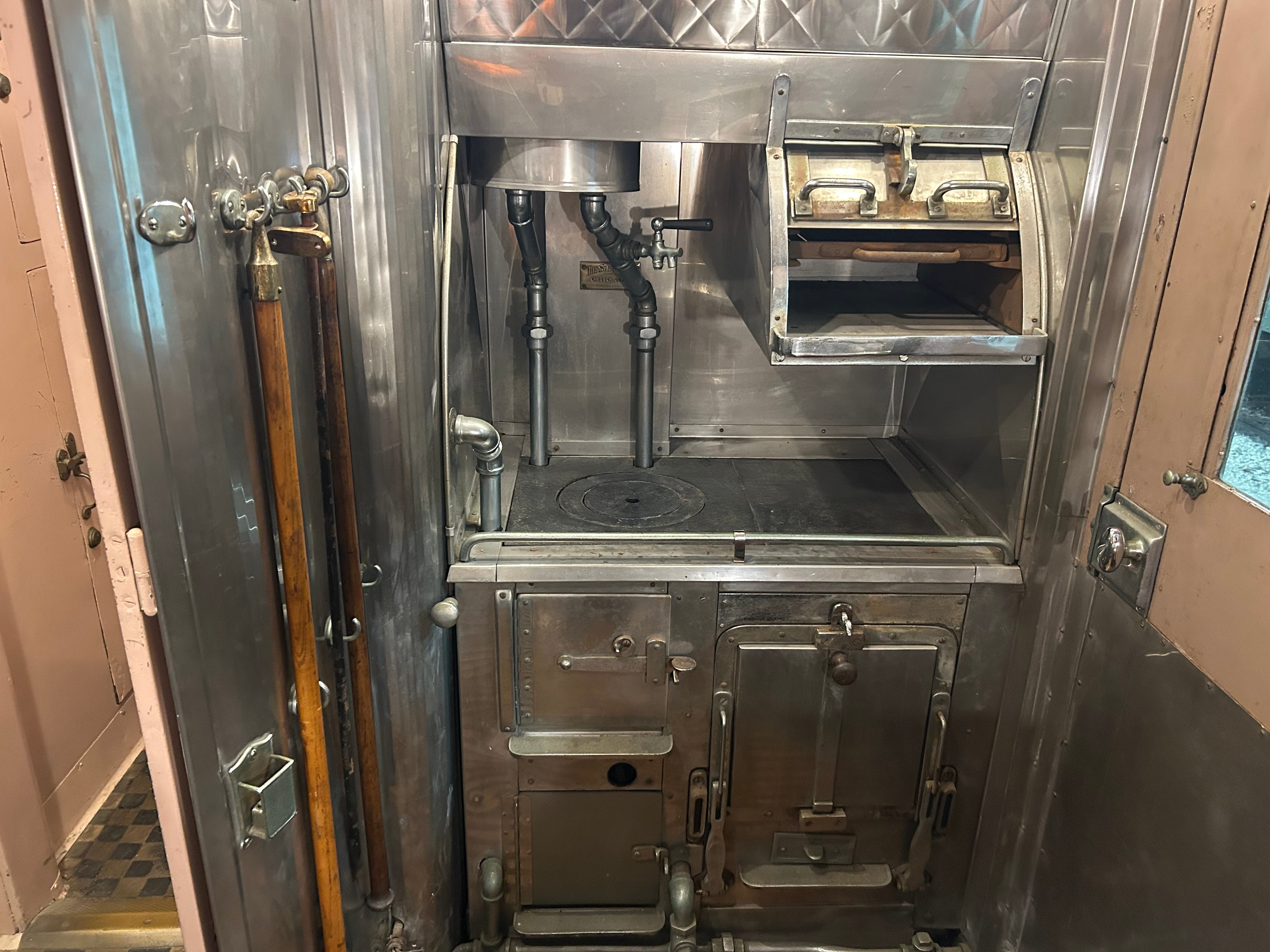 kitchen inside presidential train car