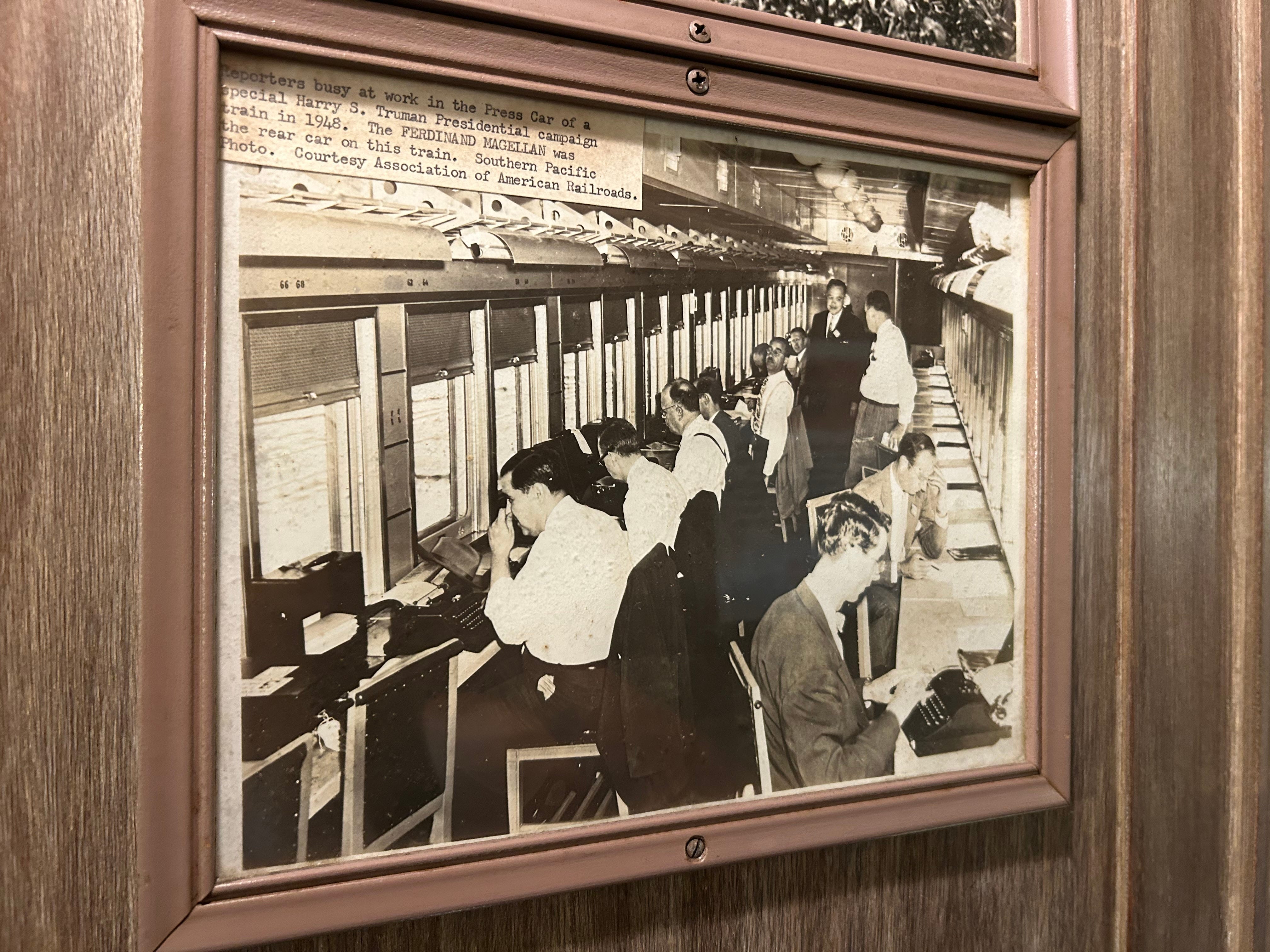 historical photo inside presidential train car