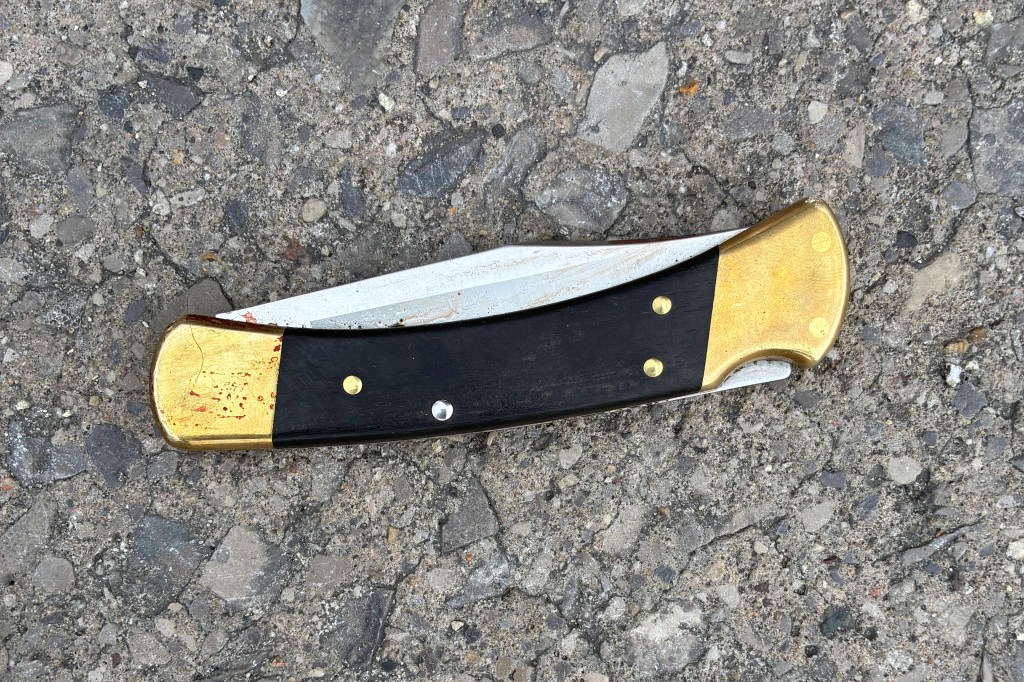The knife GIlle allegedly used in the attack.