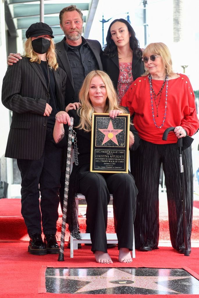 Christina Applegate receiving a Hollywood Walk of Fame star with her daughter, husband, mom and friend