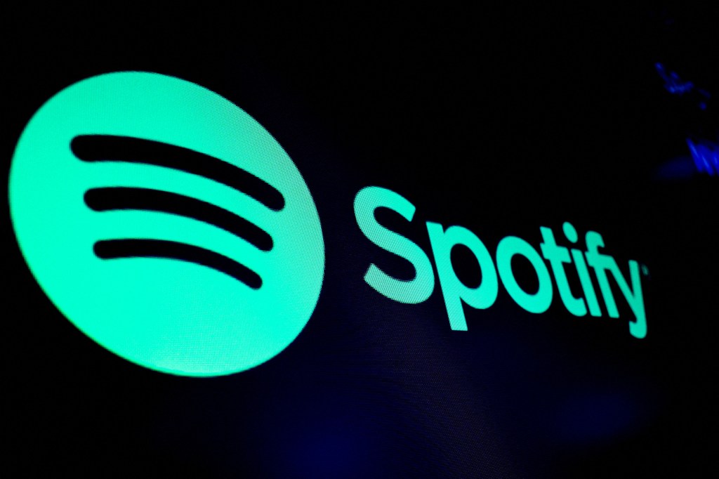 Spotify logo on a screen.