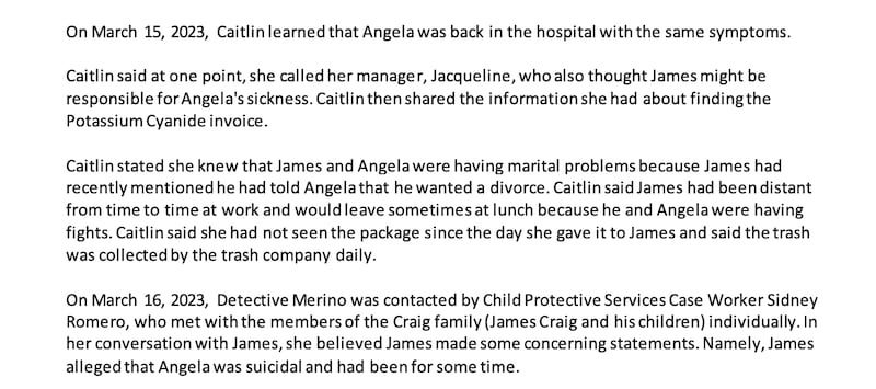 Screenshots of the affidavit