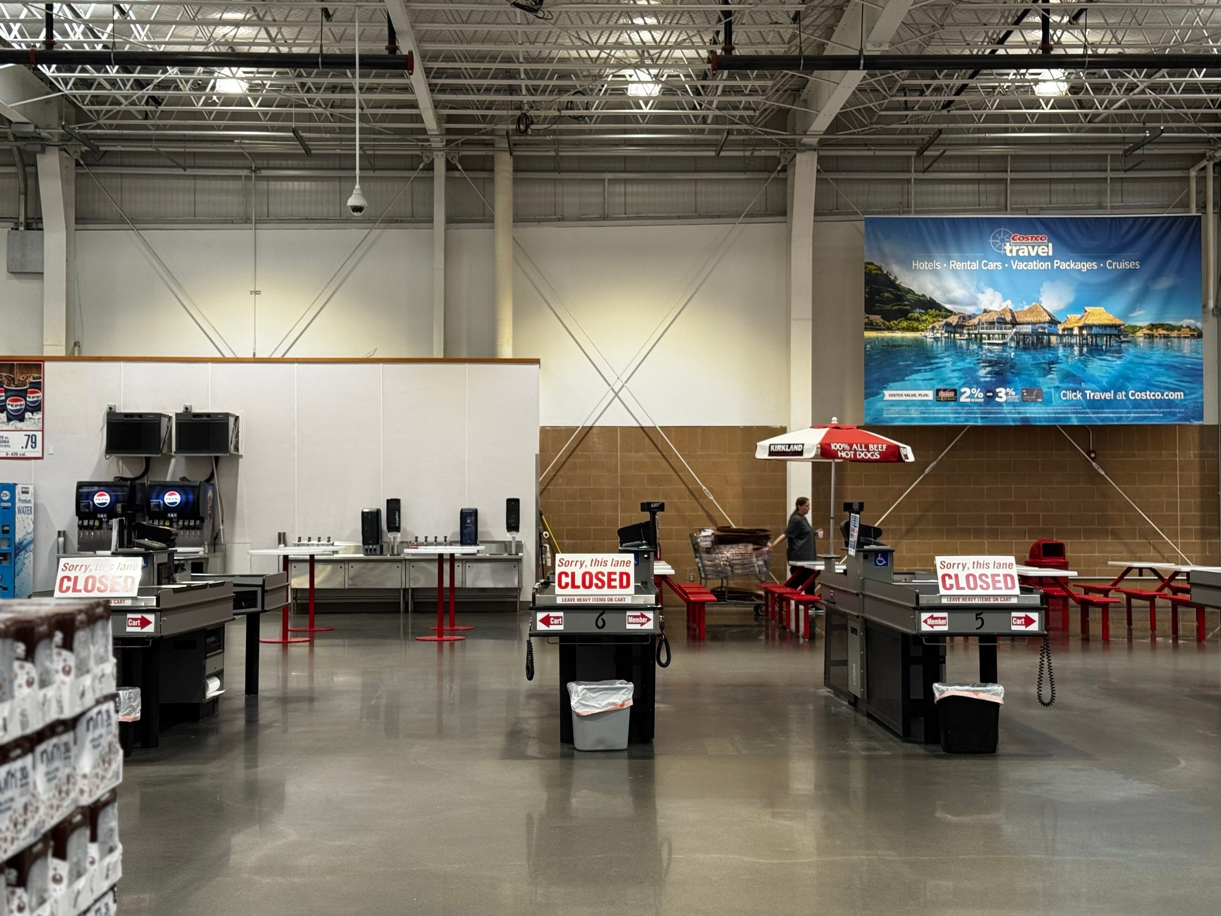 The checkout lanes at a Costco warehouse in Wisconsin.