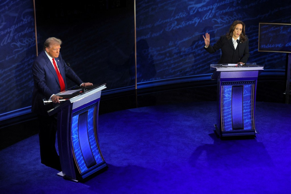 Kamala Harris and Donald Trump at a presidential debate.