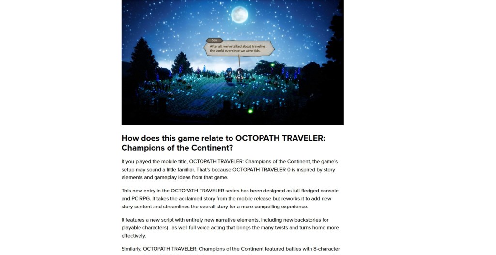 Square Enix Octopath Traveler 0 Statement