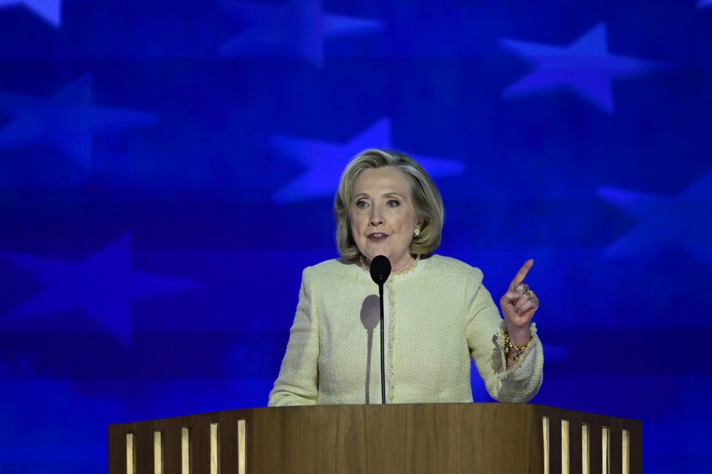 Hillary Clinton speaking at the 2024 Democratic National Convention.