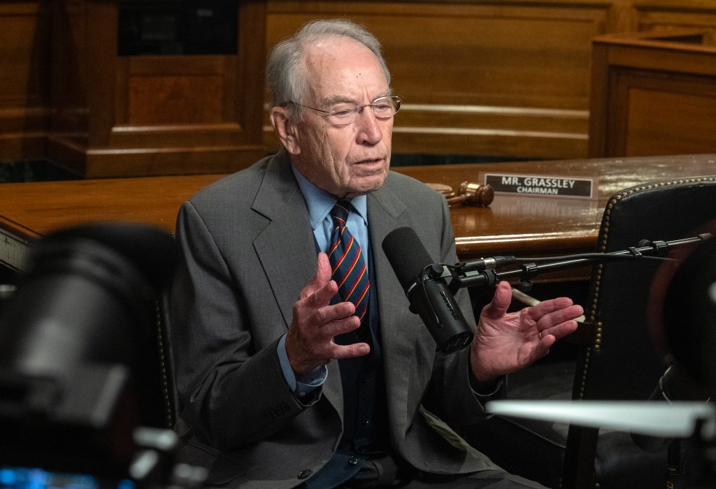 Senator Chuck Grassley being interviewed.