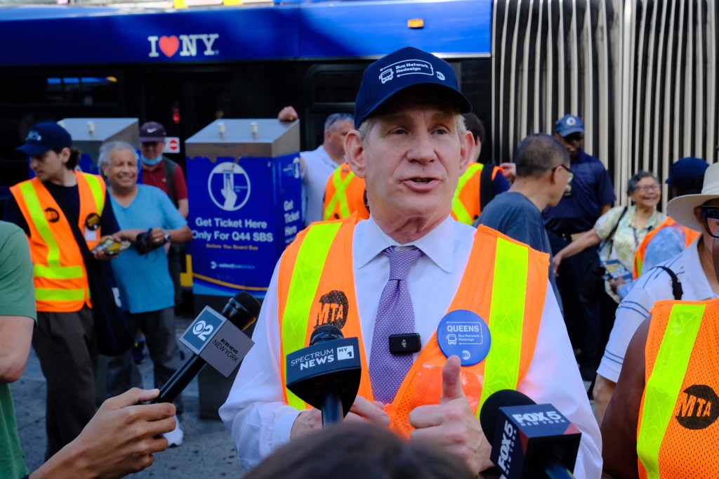 MTA Chairman Janno Lieber at press conference announcing Phase One of the Queens Bus Network Redesign.