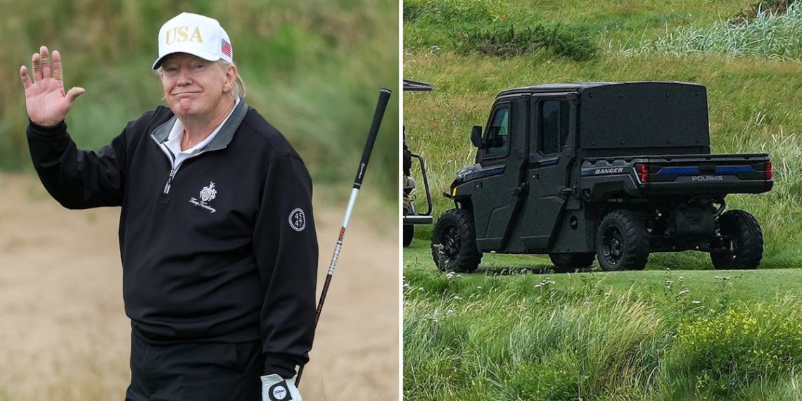 Photos show ‘Golf Force One,’ the Secret Service golf cart that accompanied Trump around his Scotland resort